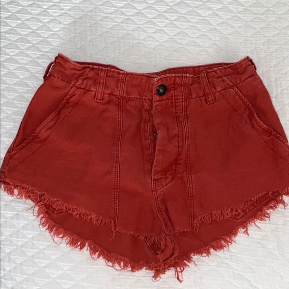 Free People denim red shorts